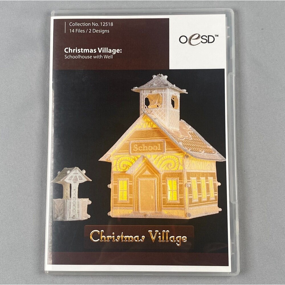 OESD Embroidery Designs CD Christmas Village Schoolhouse with Well 2 Designs